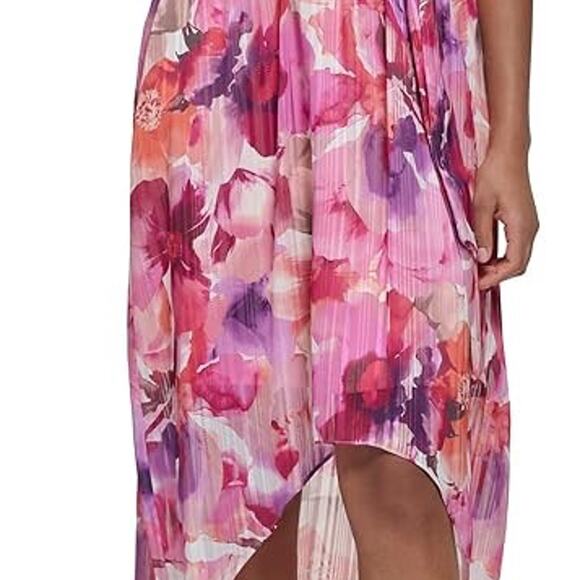 NWT Jessica Howard Women's Hi Lo Midi Short Sleeve Chiffon Lurex Size 6 - Picture 2 of 12